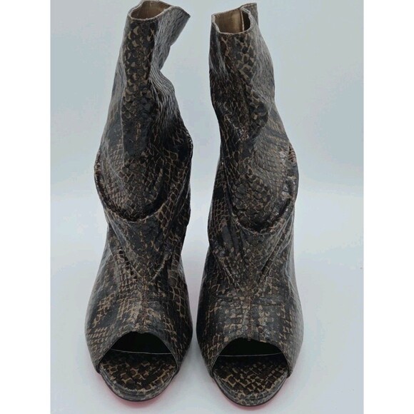 NWOB Y2K Apple Bottoms Snakeskin Ankle Boots Heels Womens Peep Toe Size 11 - Picture 3 of 8